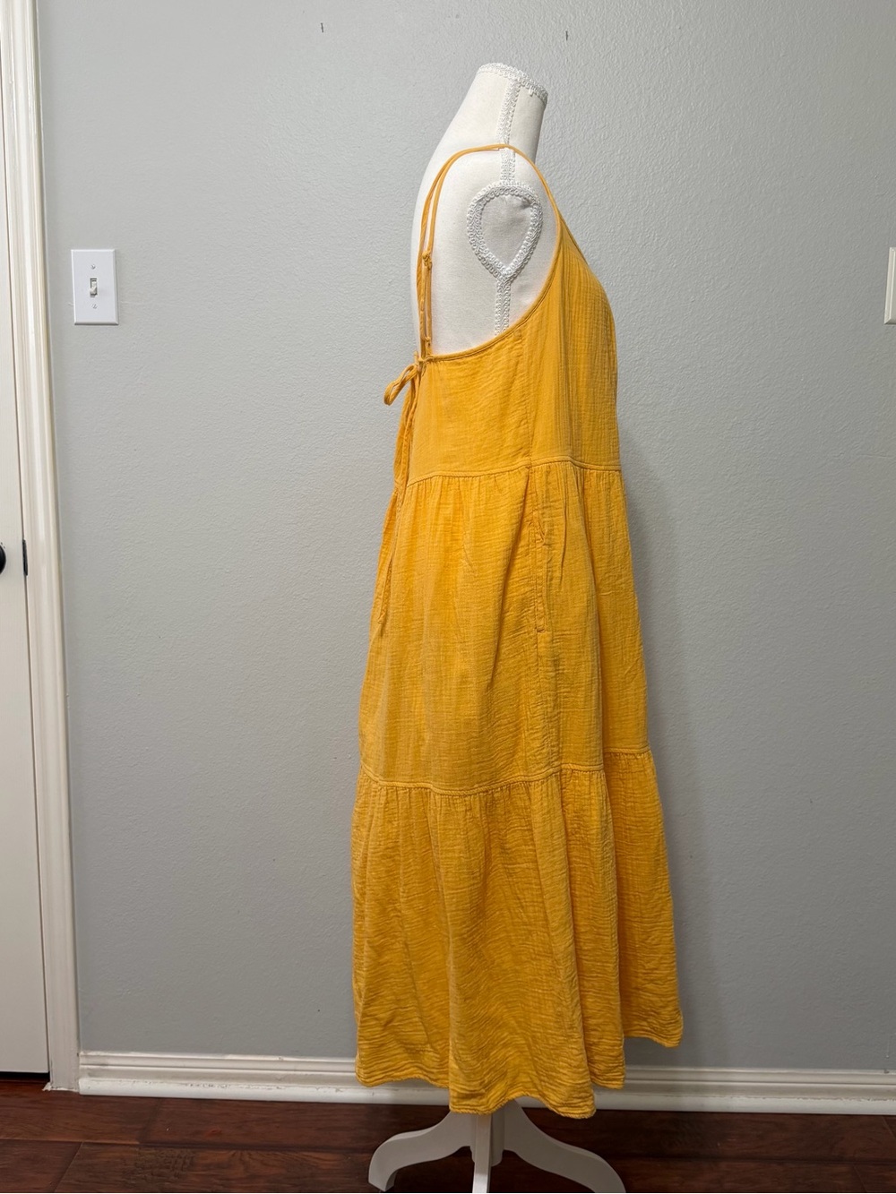 Free Assembly Maxi/Midi Dress Medium Marigold Yellow Cotton Gauze Sundress - Picture 7 of 15